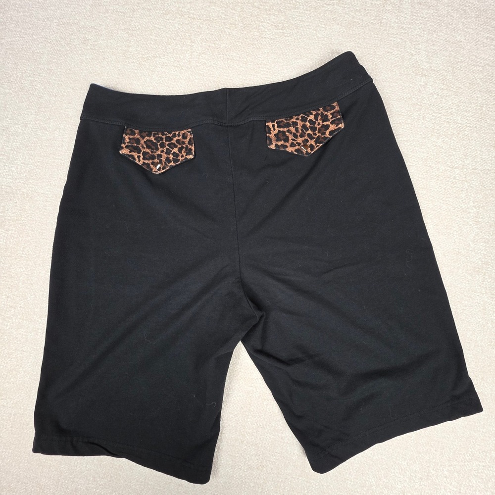 The Girls Black Biker‎ Shorts Leopard Print Back Pockets Style 985 Womens Large